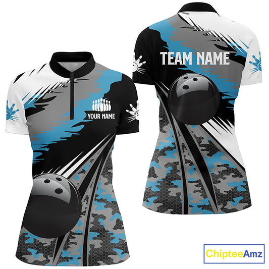Custom bowling shirt for women – personalized team jersey front view