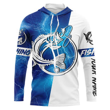 Load image into Gallery viewer, Bass Fishing tattoo blue lightning Customized Name Fishing jerseys performance apparel NQS2644