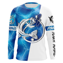 Load image into Gallery viewer, Bass Fishing tattoo blue lightning Customized Name Fishing jerseys performance apparel NQS2644