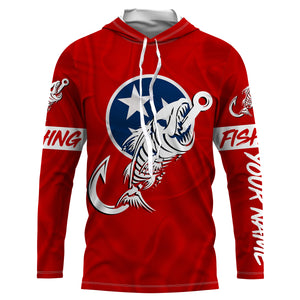 TN Fishing Custom Tennessee Flag Fish hook skull Custom sun protection fishing shirts for men, women NQS3320