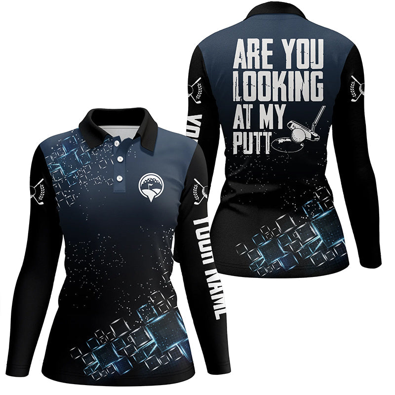 Black Womens golf polo shirt custom Are you looking at my putt ladies golf shirts, golfing gifts NQS6409