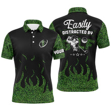 Load image into Gallery viewer, Black Green grass Mens golf polos shirts custom Easily distracted by golf, funny golf shirts for men NQS6884