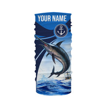 Load image into Gallery viewer, Swordfish fishing blue sea underwater ocean Custom Name performance long sleeve fishing shirt NQS3778