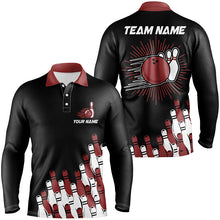Load image into Gallery viewer, Black retro bowling team shirt custom Men Bowling Polo Shirt, bowling gifts for him | Red NQS7054