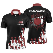 Load image into Gallery viewer, Black retro bowling team shirt custom Men Bowling Polo Shirt, bowling gifts for him | Red NQS7054