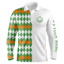 Load image into Gallery viewer, Golf polo shirts for Men custom St Patricks day Argyle plaid pattern golf shirts, gift for golf lovers NQS4760