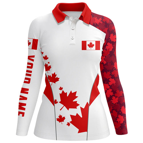Women golf polo shirts Canadian flag custom patriotic red maple leaf golf shirt for ladies golf wears NQS7169