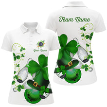 Load image into Gallery viewer, Green shamrock lucky Women bowling polo shirt Custom St Patrick Day team league bowling jerseys NQS7060
