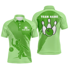 Load image into Gallery viewer, Personalized 3D bowling polo shirts for men, Custom green team bowling jerseys for men NQS5301