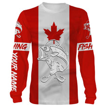 Load image into Gallery viewer, Bass Fishing 3D Canadian Flag Customize name All over print shirts NQS490