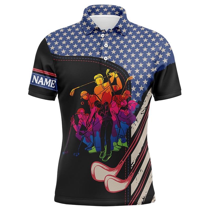 Men golf polo shirts American flag golf clubs custom team golf polo shirts, personalized golf gifts NQS4409