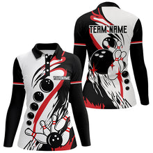 Load image into Gallery viewer, Black and white retro bowling league jerseys custom Women Bowling Polo Shirts, gifts for bowlers NQS7061