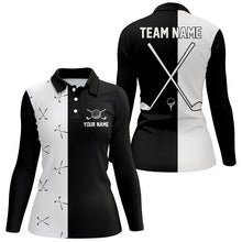 Load image into Gallery viewer, Black and white Womens golf polo shirt custom golf clubs golf shirt for ladies, team golf clothes NQS6680