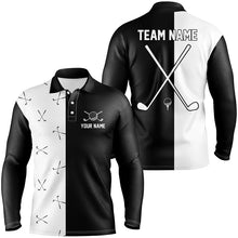 Load image into Gallery viewer, Black and white Mens golf polo shirt custom golf clubs golf shirt for mens, team mens golf clothes NQS6680