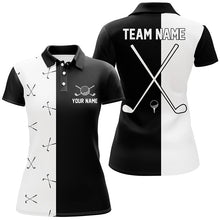 Load image into Gallery viewer, Black and white Womens golf polo shirt custom golf clubs golf shirt for ladies, team golf clothes NQS6680