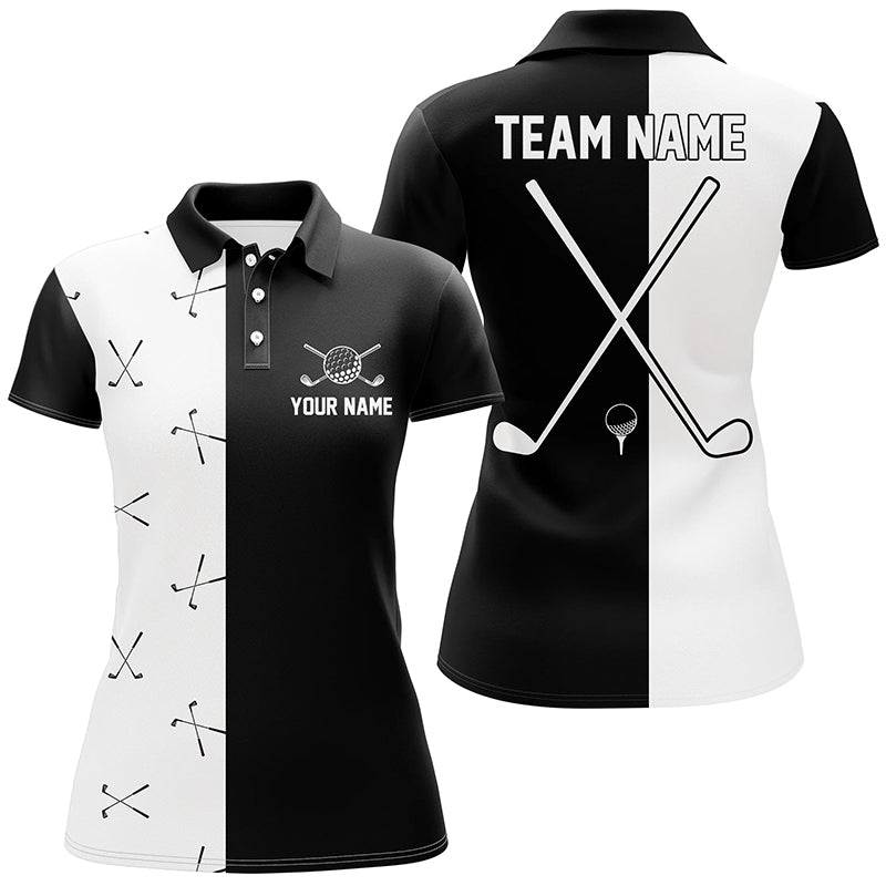Black and white Womens golf polo shirt custom golf clubs golf shirt for ladies, team golf clothes NQS6680