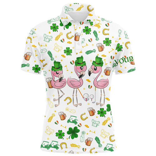 Mens golf polo shirts custom st patrick's day pattern golf clothes flamingo golf polos NQS7201