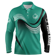 Load image into Gallery viewer, Mens golf polo shirts custom name mens green golf tournament polo shirts, team golfer apparel NQS5047