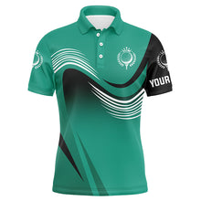 Load image into Gallery viewer, Mens golf polo shirts custom name mens green golf tournament polo shirts, team golfer apparel NQS5047
