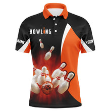 Load image into Gallery viewer, Custom bowling shirts retro black orange Bowling polo shirts for men, Bowling team jersey NQS5054
