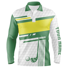 Load image into Gallery viewer, Mens golf polo shirts custom white, green and yellow golf clubs best mens golf wears NQS7204