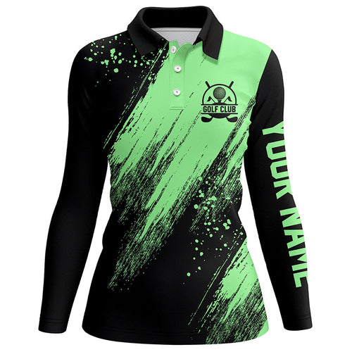 Black and green Womens golf polo shirt custom name golfing gifts, ladies golf tops NQS7088