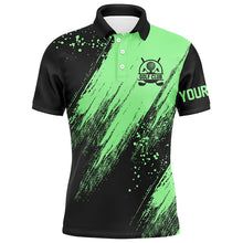 Load image into Gallery viewer, Black and green Mens golf polo shirts custom golfing gifts, best mens golf tops NQS7088
