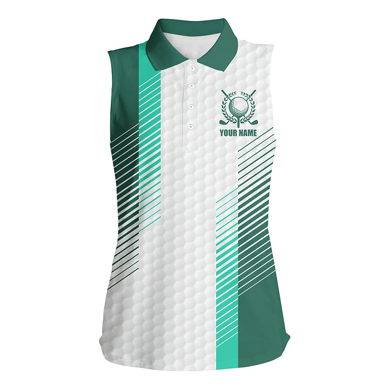 Green and white golf shirt custom name Women sleeveless polo shirt, sleeveless golf shirts for ladies NQS5076