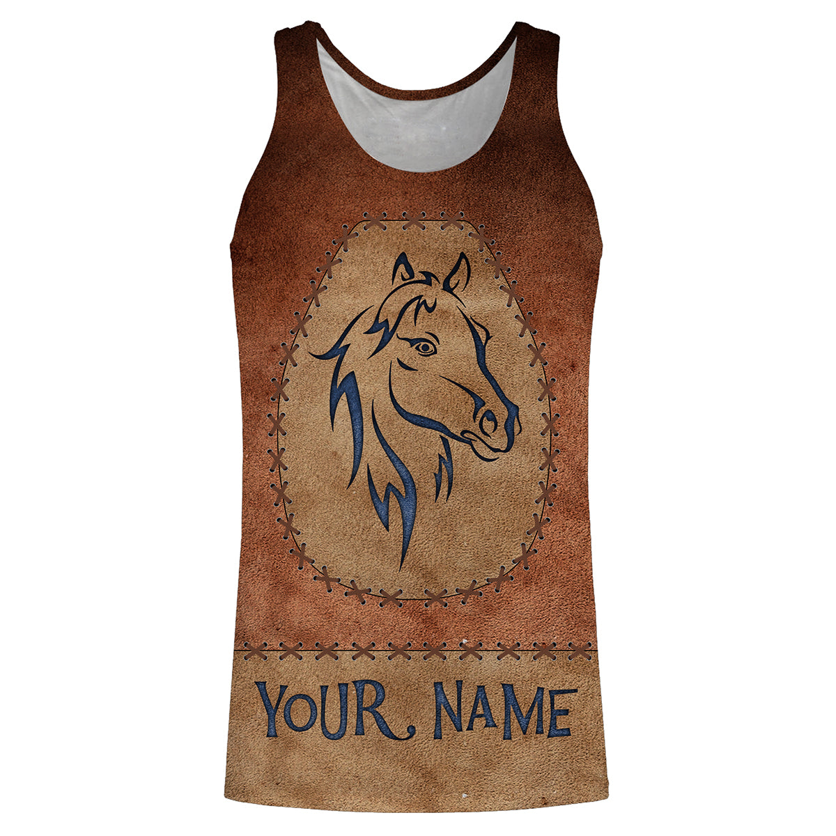 Love horse tattoo blue leather pattern Custom Name 3D All Over Printed Shirts Personalized horse shirt NQS3125