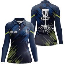 Load image into Gallery viewer, Green and blue Women disc golf polo shirts custom disc golf team disc golf jersey NQS6275
