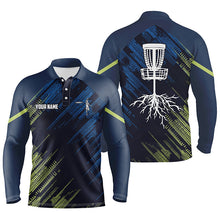 Load image into Gallery viewer, Green and blue Mens disc golf polo shirts custom disc golf team disc golf jersey NQS6275
