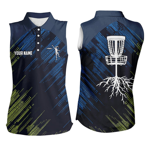 Green and blue Women sleeveless polo shirt custom disc golf team disc golf jersey NQS6275