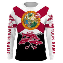Load image into Gallery viewer, Inshore slam Florida flag Redfish, snook, trout Custome Name Fishing Jerseys Performance UV Protection UPF 30+ fishing Shirts - NQS2432