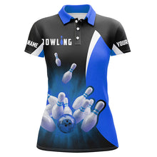 Load image into Gallery viewer, Custom bowling shirts retro black blue Bowling polo shirts for women, Bowling team jerseys NQS6935