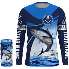 Load image into Gallery viewer, Tuna fishing blue sea underwater ocean Custom Name performance long sleeve fishing shirt uv protection NQS3704