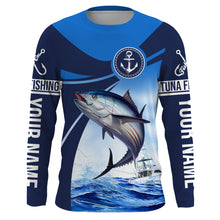 Load image into Gallery viewer, Tuna fishing blue sea underwater ocean Custom Name performance long sleeve fishing shirt uv protection NQS3704