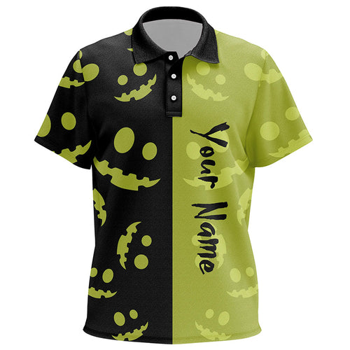 Black and lime green Halloween pumpkin Kids polo shirt custom team Kid golf jersey NQS6509
