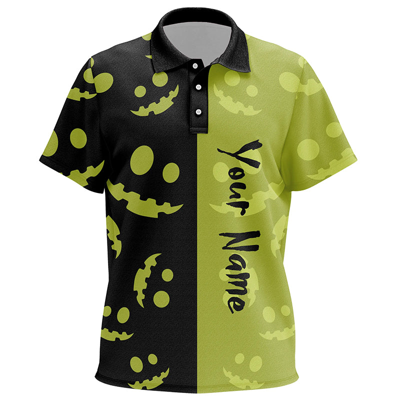 Black and lime green Halloween pumpkin Kids polo shirt custom team Kid golf jersey NQS6509