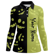 Load image into Gallery viewer, Black and lime green Halloween pumpkin Women golf polo shirt custom team golf jerseys for ladies NQS6509