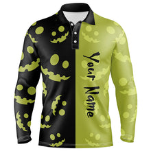 Load image into Gallery viewer, Black and lime green Halloween pumpkin Mens golf polo shirt custom team golf jerseys for men NQS6509