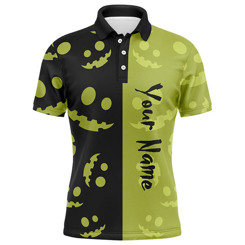 Black and lime green Halloween pumpkin Mens golf polo shirt custom team golf jerseys for men NQS6509