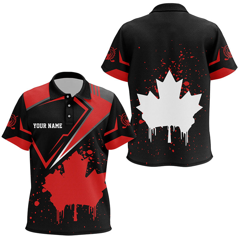 Black Kid golf polos shirts Canada flag maple leaf custom team golf shirt, Canadian patriot golf tops NQS7233