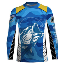 Load image into Gallery viewer, Bass Fishing tattoo blue UV protection  customize name long sleeves fishing shirts NQS2328