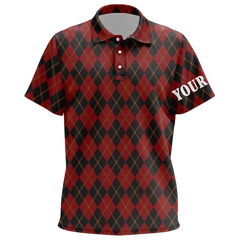 Black and red flat argyle pattern Kid golf polo shirts custom best golf top for kid NQS6526