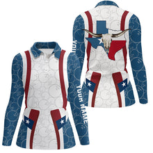 Load image into Gallery viewer, Texas Flag Longhorn Bowling Shirts For Women Bowling Team League Jersey Custom Bowling Polo Shirts NQS6537