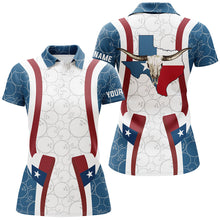 Load image into Gallery viewer, Texas Flag Longhorn Bowling Shirts For Women Bowling Team League Jersey Custom Bowling Polo Shirts NQS6537