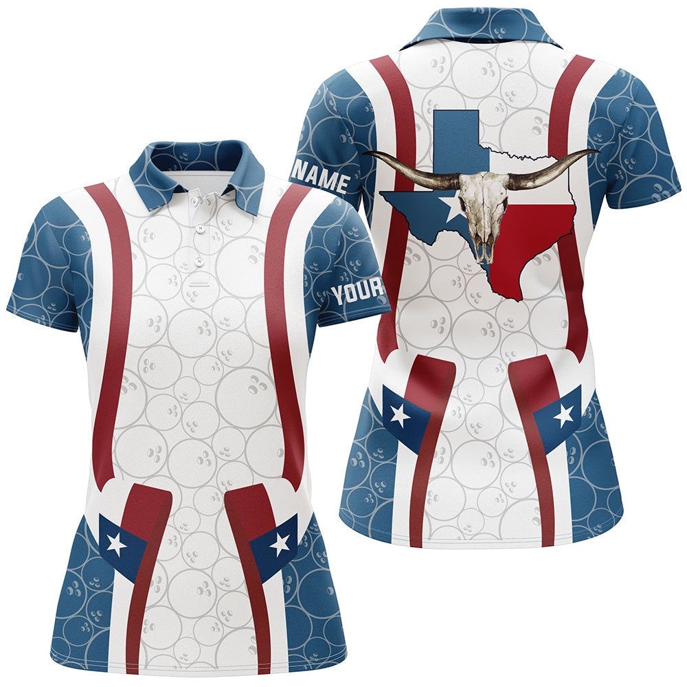 Texas Flag Longhorn Bowling Shirts For Women Bowling Team League Jersey Custom Bowling Polo Shirts NQS6537