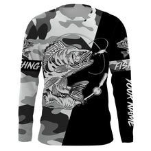 Load image into Gallery viewer, Perch Ice fishing winter camo custom name sun protection long sleeve fishing shirts, Perch jerseys NQS4093