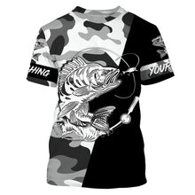 Load image into Gallery viewer, Perch Ice fishing winter camo custom name sun protection long sleeve fishing shirts, Perch jerseys NQS4093