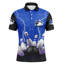 Load image into Gallery viewer, Blue lightning  Mens polo bowling shirts, Personalized men&#39;s bowling jerseys, bowling team jerseys NQS5200